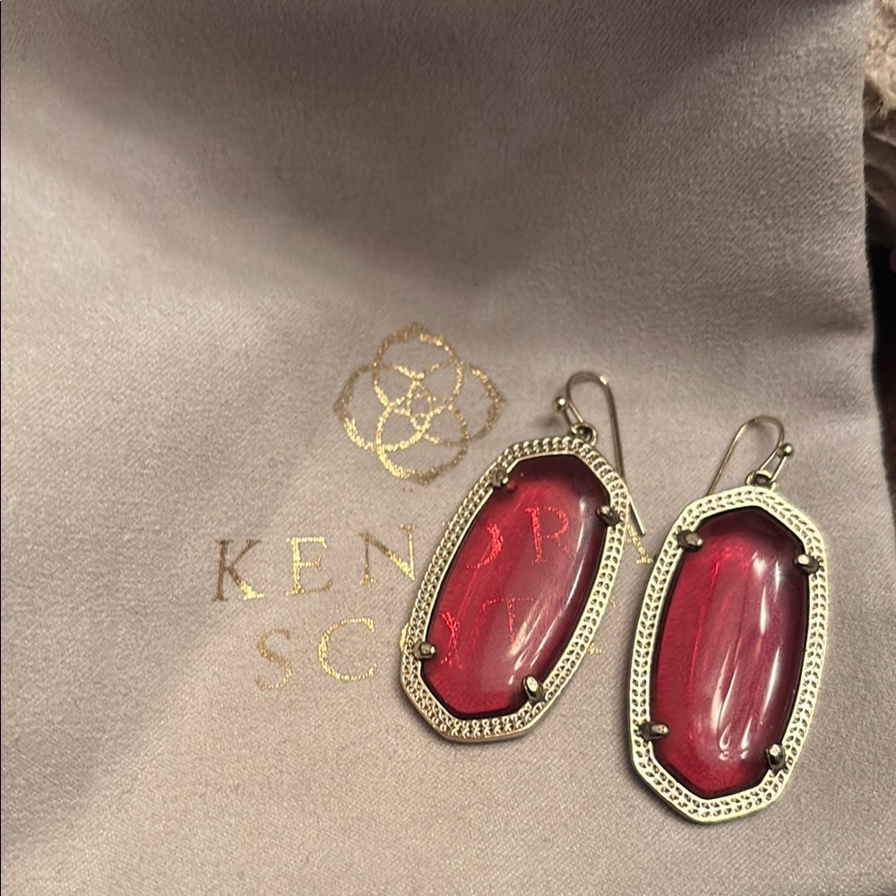 Kendra Scott Red and Silver Drop Earrings